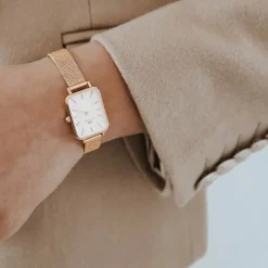 Daniel Wellington Montres Montre Acier<Montre Femme Daniel Wellington Pressed Melrose - DW00100431 Bracelet Acier Doré Rose