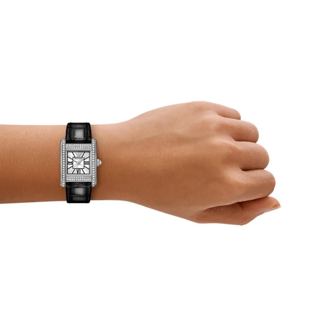 Emporio Armani Montres Montre Cuir<Montre Femme Emporio Armani - AR11660 Bracelet Cuir Noir