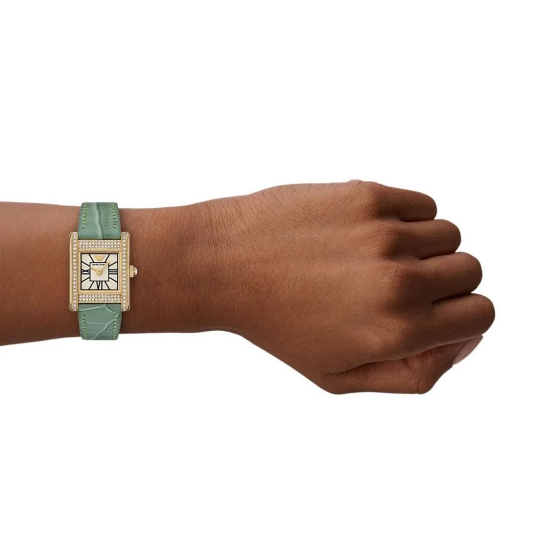 Emporio Armani Montres Montre Cuir<Montre Femme Emporio Armani - AR11661 Bracelet Cuir Vert