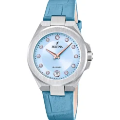 Festina Montre Cuir<Montre Femme Mademoiselle - F20701-3 Bracelet Cuir Bleu