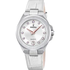 Festina Montre Cuir<Montre Femme Mademoiselle - F20701-1 Bracelet Cuir Blanc