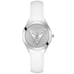 Guess Montre Cuir<Montre Femme Glitz Plaque - GW0745L3 Bracelet Acier Blanc