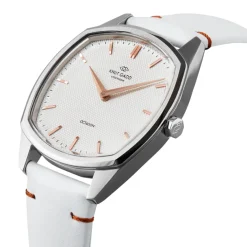 Knut Gadd Montre Cuir<Montre Femme Octagon K02004 - Bracelet Cuir Blanc