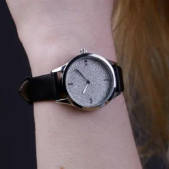 So Charm Montres Montre Cuir<Montre femme MF485- - Bracelet Cuir Noir Argent