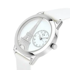 So Charm Montres Montre Cuir<Montre femme MF457-BLANC - Bracelet en Cuir Blanc Argent