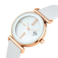 So Charm Montres Montre Cuir<Montre femme MF476-BLANC - Bracelet Cuir Blanc Doré rose