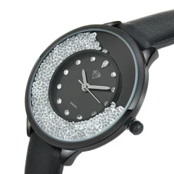 So Charm Montres Montre Cuir<Montre femme MF459-DIAMANT- - Bracelet en Cuir Noir