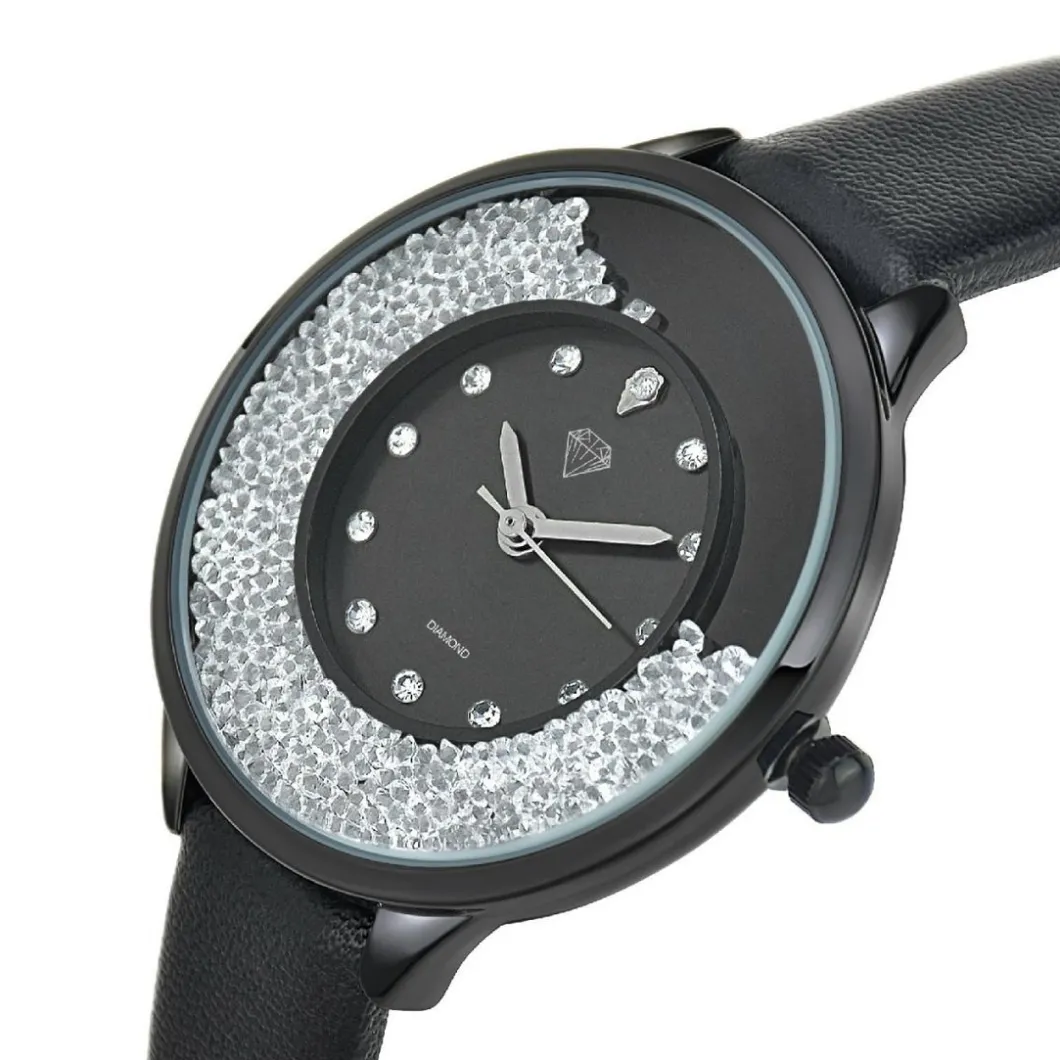 So Charm Montres Montre Cuir<Montre femme MF459-DIAMANT- - Bracelet en Cuir Noir