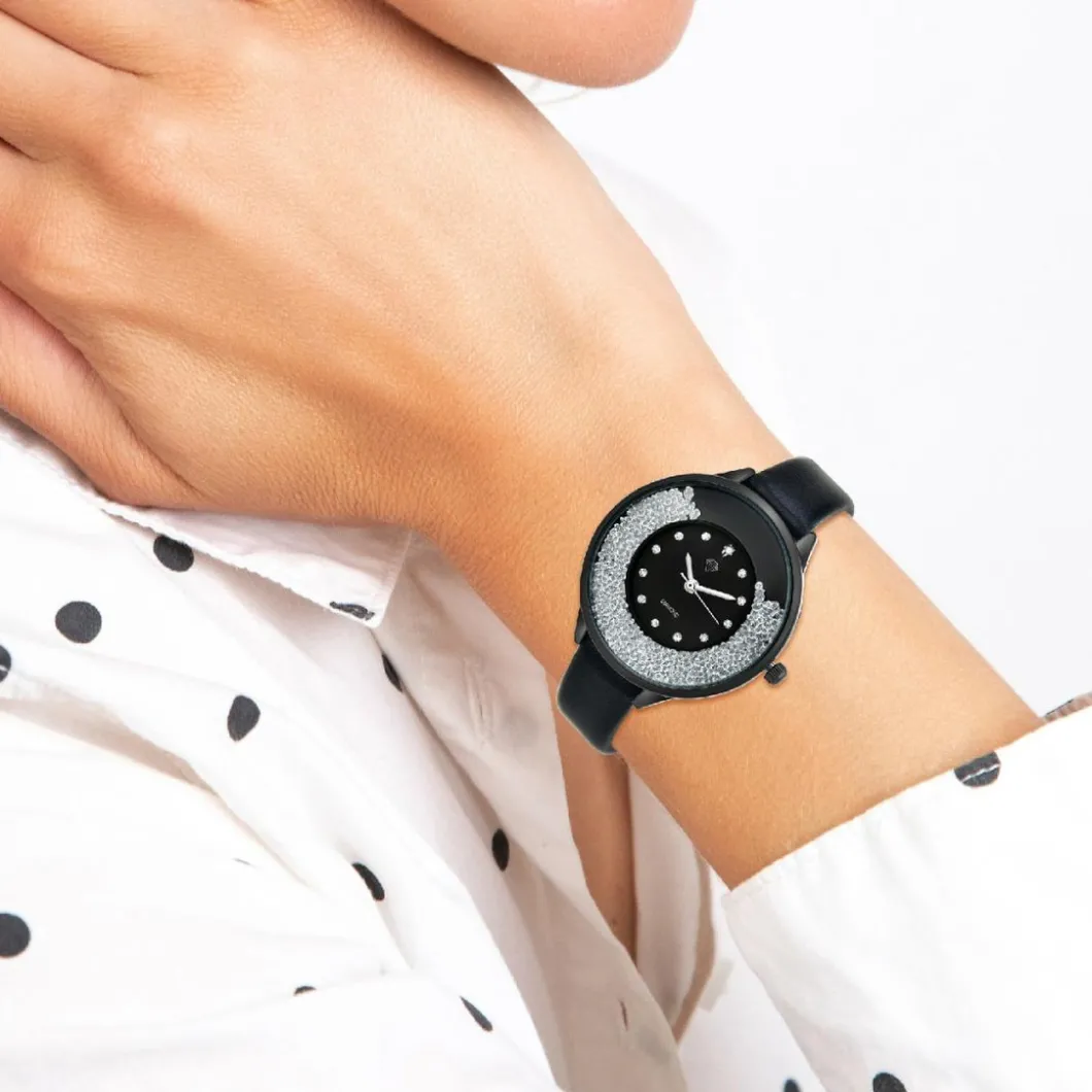 So Charm Montres Montre Cuir<Montre femme MF459-DIAMANT- - Bracelet en Cuir Noir