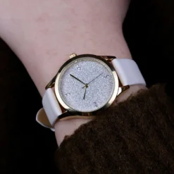 So Charm Montres Montre Cuir<Montre femme MF485-DORE - Bracelet Cuir Blanc Doré