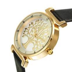 So Charm Montres Montre Cuir<Montre femme MF468-NOIR - Bracelet Synthétique Noir Doré