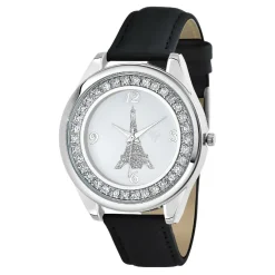 So Charm Montres Montre Cuir<Montre femme MF458-NOIR- Bracelet en Cuir Noir Argent
