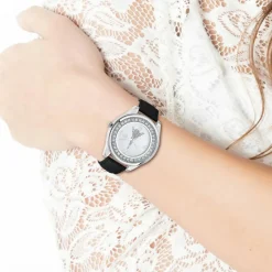 So Charm Montres Montre Cuir<Montre femme MF458-NOIR- Bracelet en Cuir Noir Argent