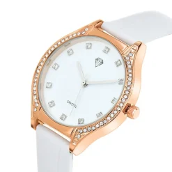 So Charm Montres Montre Cuir<Montre femme MF447-ORROSE - Bracelet Cuir Blanc Doré rose