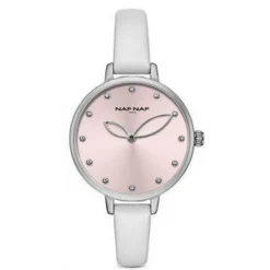 Naf Naf Montre Cuir<Montre Femme - NAFW1014 Bracelet Cuir Blanc