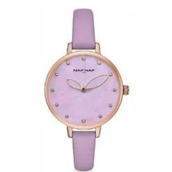 Naf Naf Montre Cuir<Montre Femme - NAFW1022 Bracelet Cuir Violet