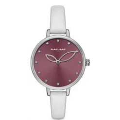 Naf Naf Montre Cuir<Montre Femme - NAFW1015 Bracelet Cuir Blanc