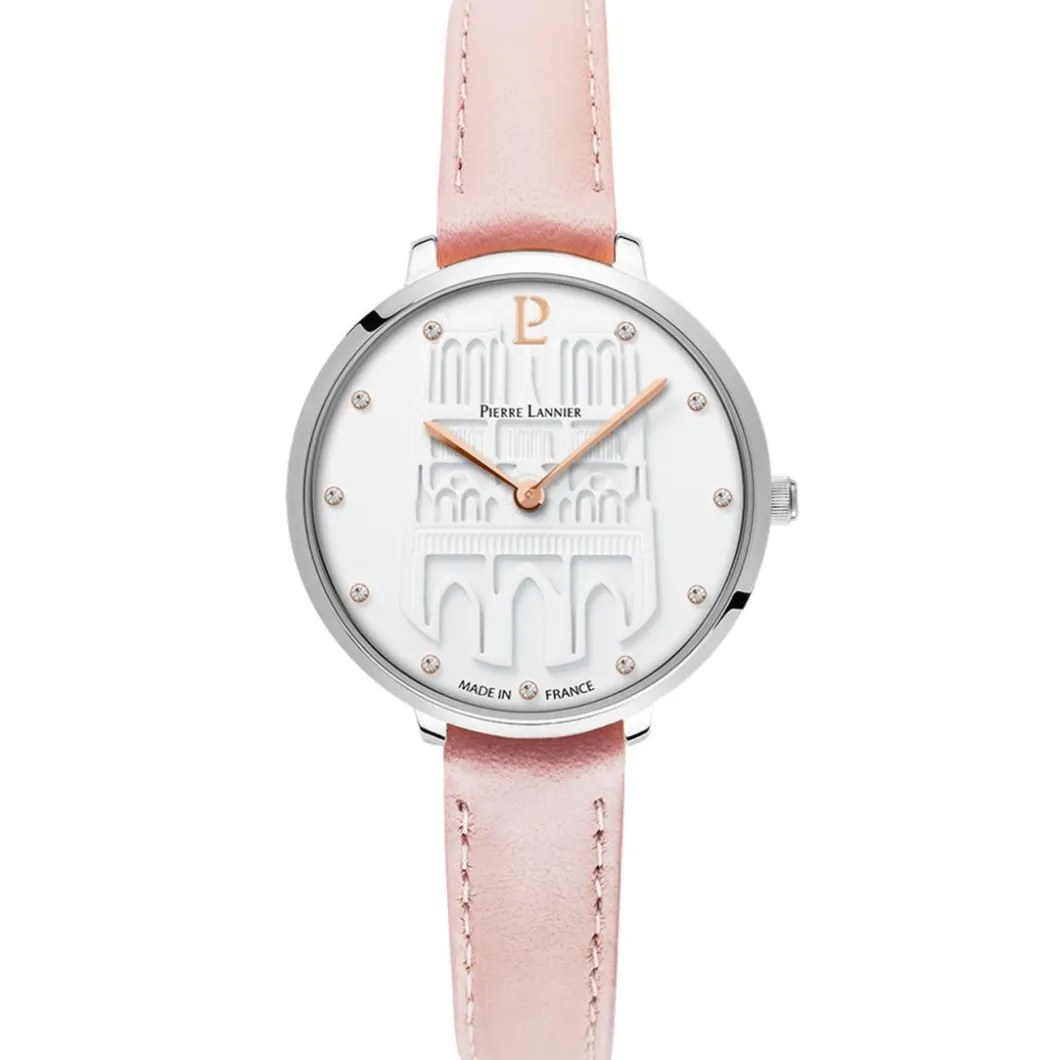 Pierre Lannier Montre Cuir<Montre Femme Coeur Battant - 095N605 Bracelet Cuir Rose