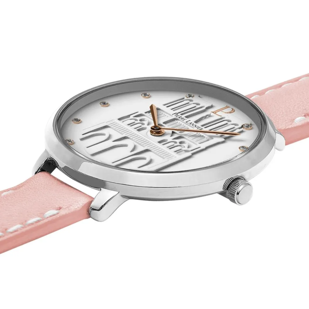 Pierre Lannier Montre Cuir<Montre Femme Coeur Battant - 095N605 Bracelet Cuir Rose