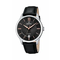 Festina Montre Cuir<Montre CLASSIQUE F20426-6 - Montre ACIER CADRAN NOIR CUIR NOIR Montres