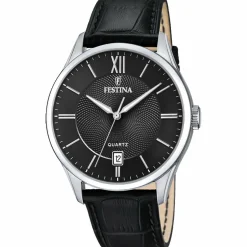 Festina Montre Cuir<Montre CLASSIQUE F20426-3 - Montre ACIER CADRAN NOIR CUIR NOIR Montres
