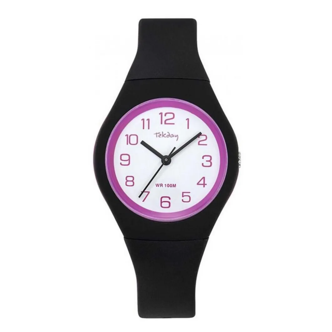 Tekday Montre Fille<Montre Fille 654143 - Bracelet Silicone Noir