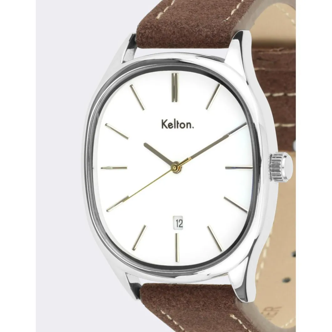 Kelton Montre Cuir|Montre Cuir<Montre Grande colorama blanche