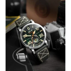 Avi-8 Montre Cuir<Montre Homme Dambuster Chadwick Meca-Quartz - AV-4113-02 Bracelet Cuir Vert