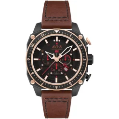 Avi-8 Montre Cuir<Montre Homme Hawker Hunter Atlas Dual Time Chronograph - AV-4100-09 Bracelet Cuir Marron