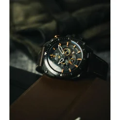 Avi-8 Montre Cuir<Montre Homme Hawker Hunter Atlas Dual Time Chronograph - AV-4100-08 Bracelet Cuir Marron