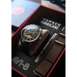 Avi-8 Montre Cuir<Montre Homme Hawker Hurricane Classic Chronograph - AV-4011-0Z Bracelet Cuir Noir