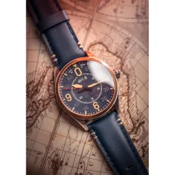 Avi-8 Montre Automatique|Montre Cuir<Montre Homme Spitfire Smith Automatic - AV-4090-05 Bracelet Cuir Bleu