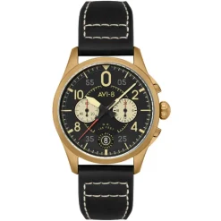 Avi-8 Montre Cuir<Montre Homme Spitfire Lock Chronograph - AV-4089-07 Bracelet Cuir Noir