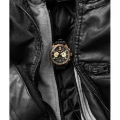 Avi-8 Montre Cuir<Montre Homme Spitfire Lock Chronograph - AV-4089-07 Bracelet Cuir Noir