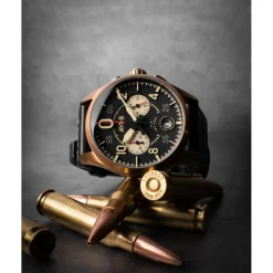 Avi-8 Montre Cuir<Montre Homme Spitfire Lock Chronograph - AV-4089-07 Bracelet Cuir Noir