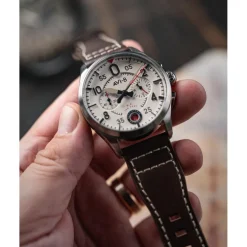 Avi-8 Montre Cuir<Montre Homme Spitfire Lock Chronograph - AV-4089-05 Bracelet Cuir Marron