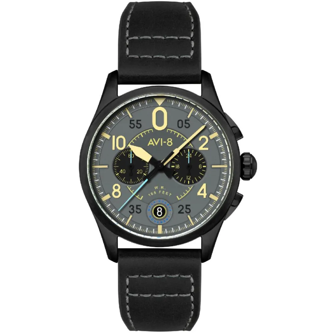 Avi-8 Montre Cuir<Montre Homme Spitfire Lock Chronograph - AV-4089-08 Bracelet Cuir Noir