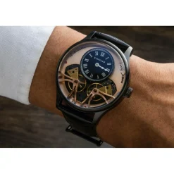 Earnshaw Montre Automatique|Montre Cuir<Montre Homme Faraday Double Barrel Automatic - ES-8179-0D Bracelet Cuir Noir