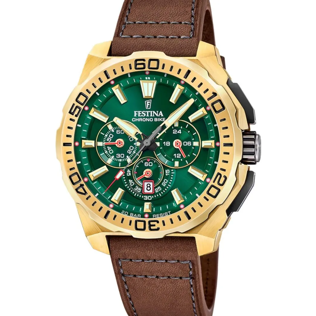 Festina Montre Cuir<Montre Homme Chrono Bike - F20728-2 Bracelet Cuir Marron