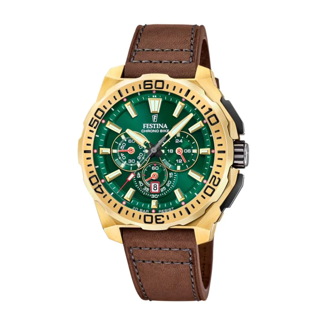 Festina Montre Cuir<Montre Homme Chrono Bike - F20728-2 Bracelet Cuir Marron