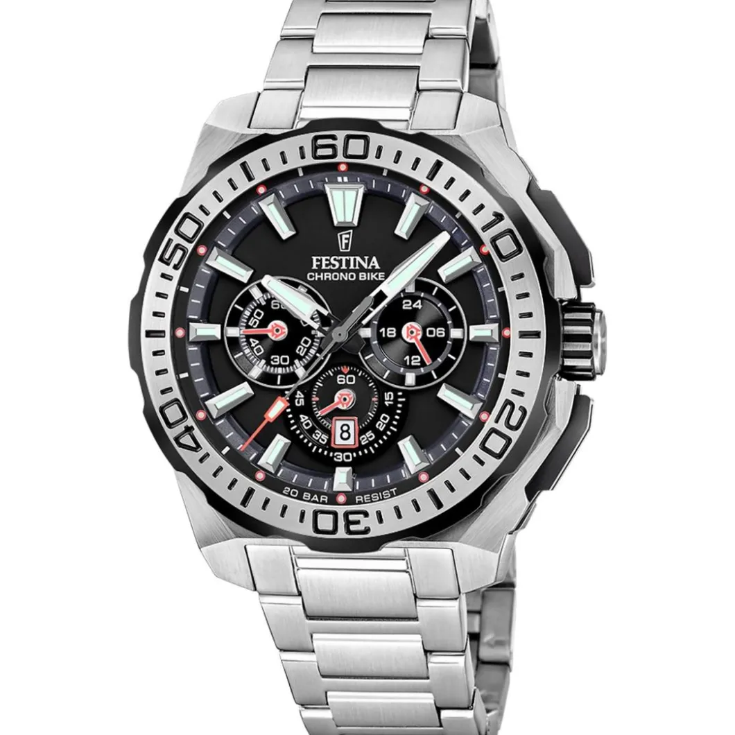 Festina Montre Acier<Montre Homme Chrono Bike - F20724-7 Bracelet Acier Argent