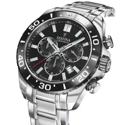 Festina Swiss Made Montre Acier<Montre Homme Chrono - F20042-4 Bracelet Acier Argent