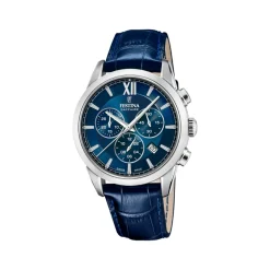 Festina Swiss Made Montre Cuir<Montre Homme Chrono - F20041-2 Bracelet Cuir Bleu