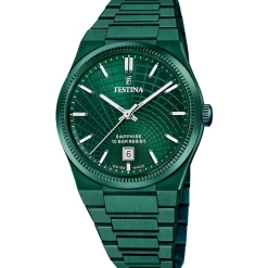 Festina Swiss Made Montre Acier<Montre Homme Rive Collection - F20079-1 Bracelet Acier Vert