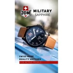 JDM Military Montre Cuir<Montre Homme Alpha I - JDM-WG001-02 Bracelet Cuir Marron