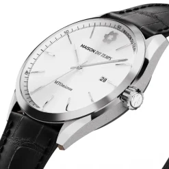 Maison Du Temps Montre Cuir<Montre Homme MTOmicron Silver Cuir Noir