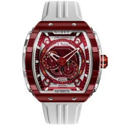 Nubeo Montres Montre Automatique<Montre Homme Magellan 24H Automatic - NB-6087-02 Bracelet Silicone Blanc