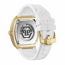 Philipp Plein Montre Automatique<Montre Homme The $Keleton - PWBAA0421 Bracelet Silicone Blanc