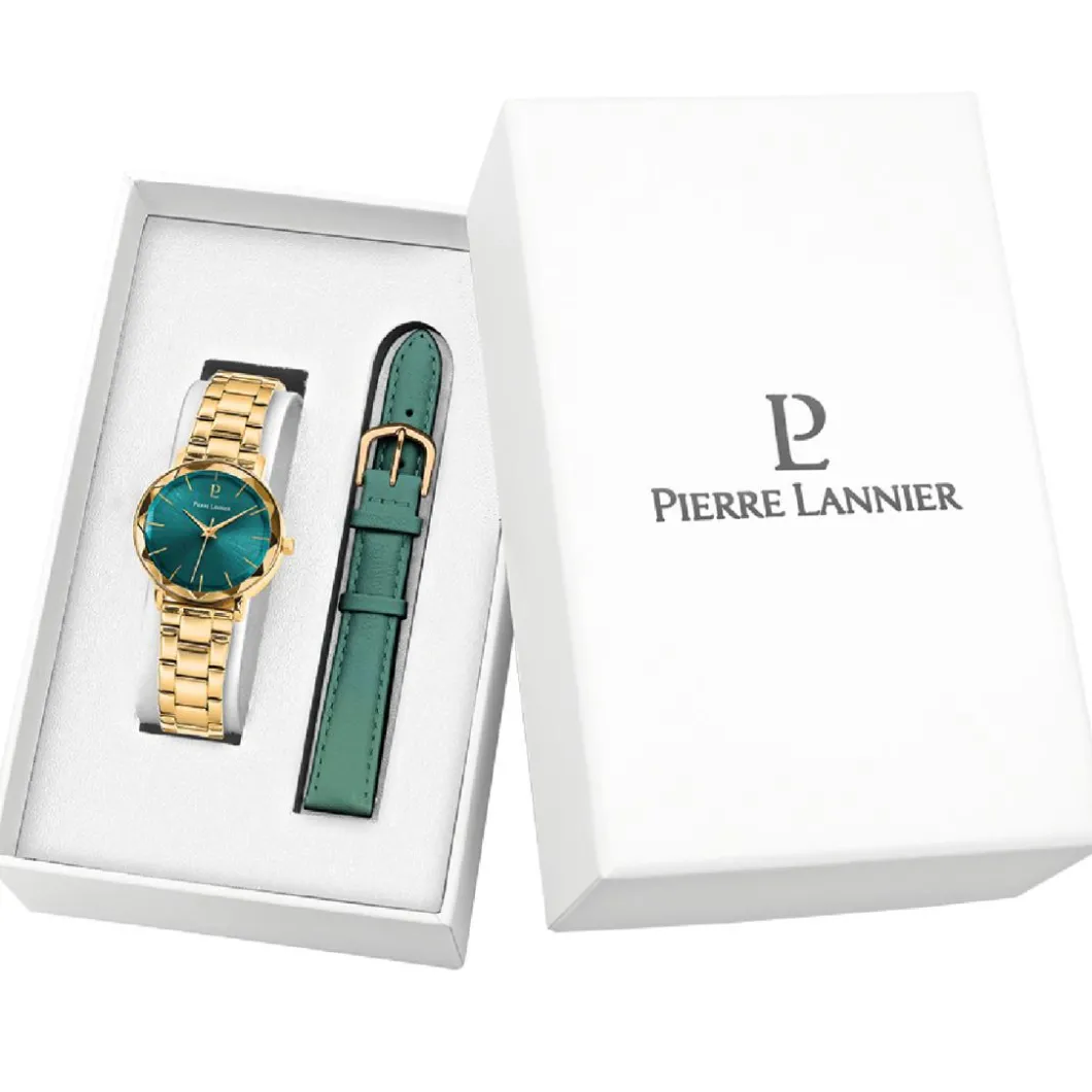 Pierre Lannier Montre Cuir<Montre Homme Multiples - 351K562 Bracelet Cuir Vert