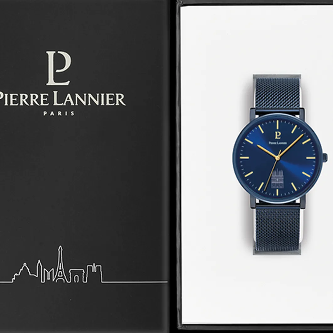 Pierre Lannier Montre Acier<Montre Homme Coeur Battant - 299C469 Bracelet Acier Bleu